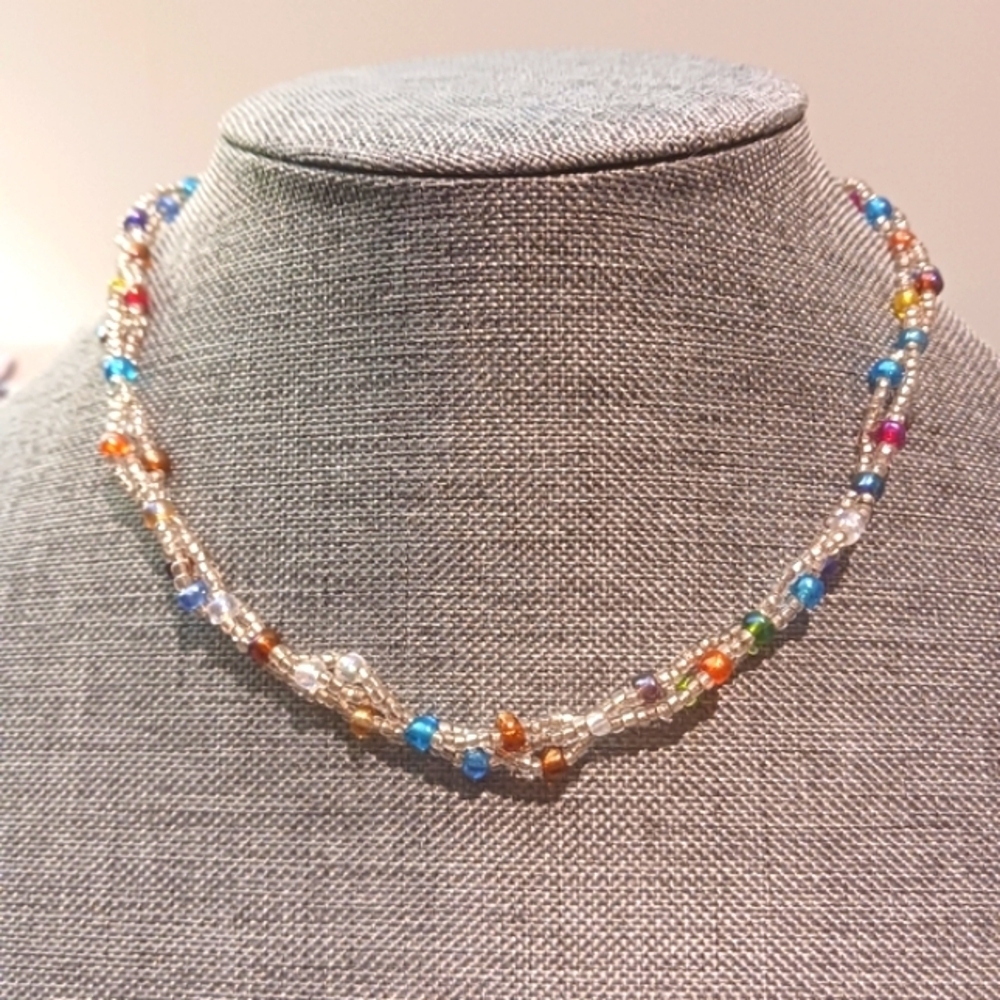 Rainbow Glass Girl Necklace - New Item (16")